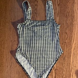 Gingham / Checkered Bodysuit Black And White